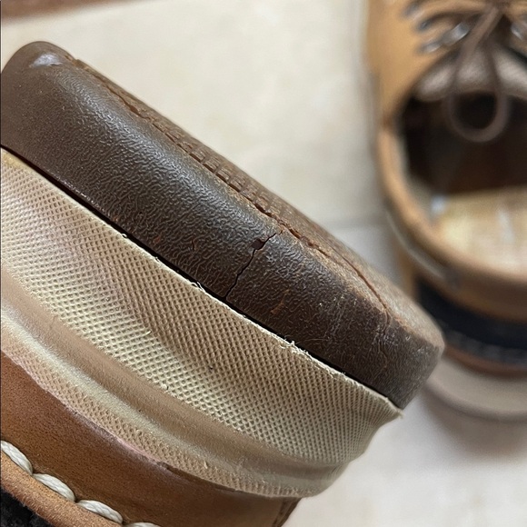 Sebago Helmsman Dark Tan Leather Boat Shoes Men’s 8M Moc Toe Deck Casual Lace - Picture 8 of 16